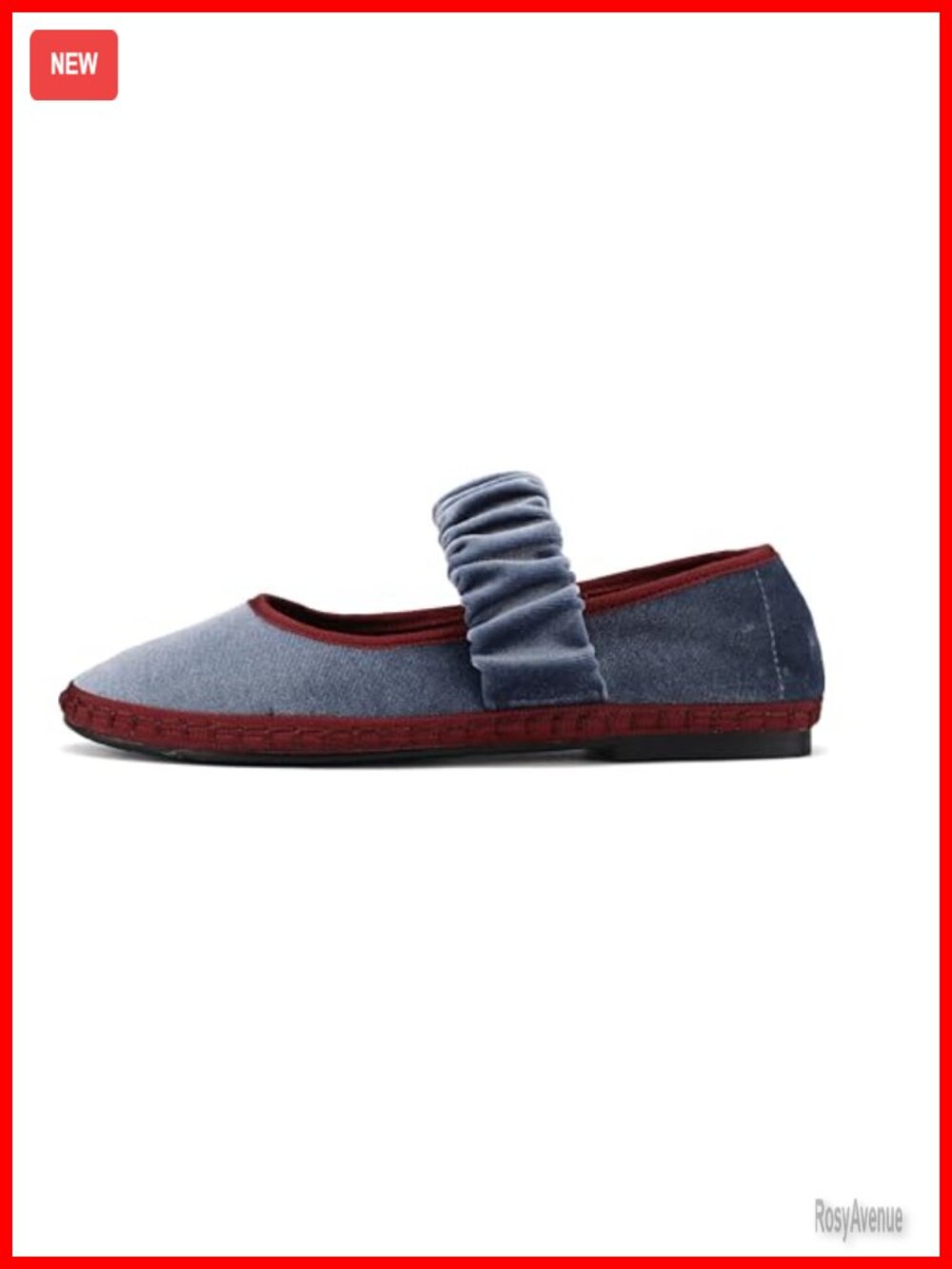 Velvet Mary Jane Flats Round Toe Ballet Shoes Elastic Strap